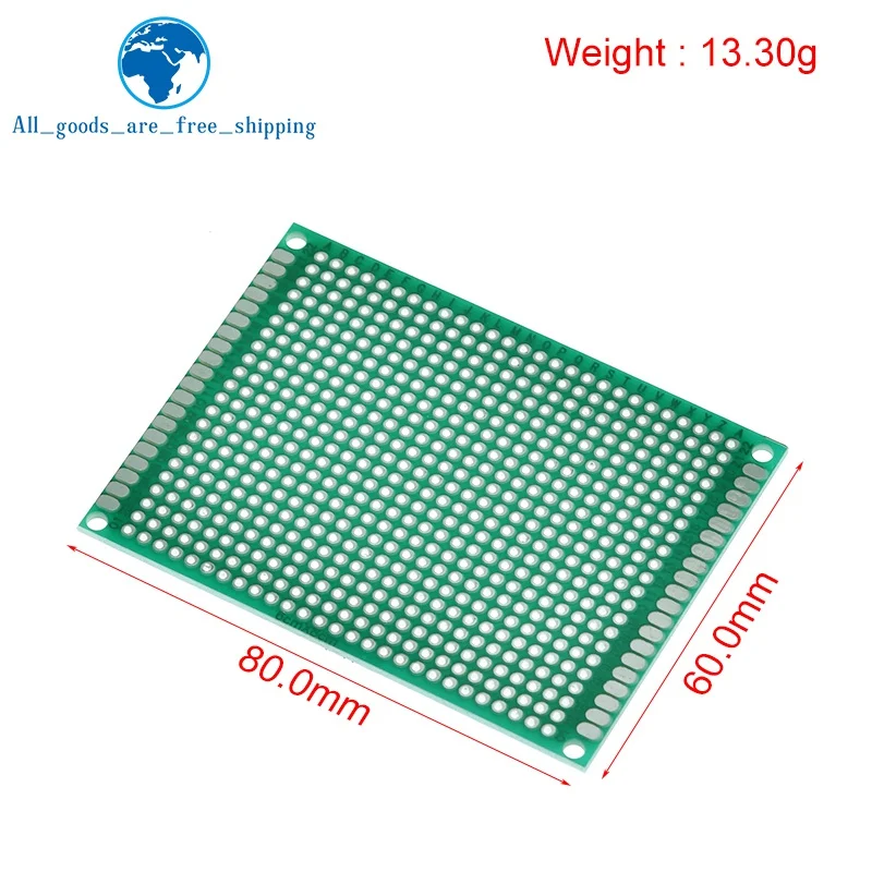 TZT  6*8 6X8cm Double Side Prototype Plate Breadboard Universal Circuit Board