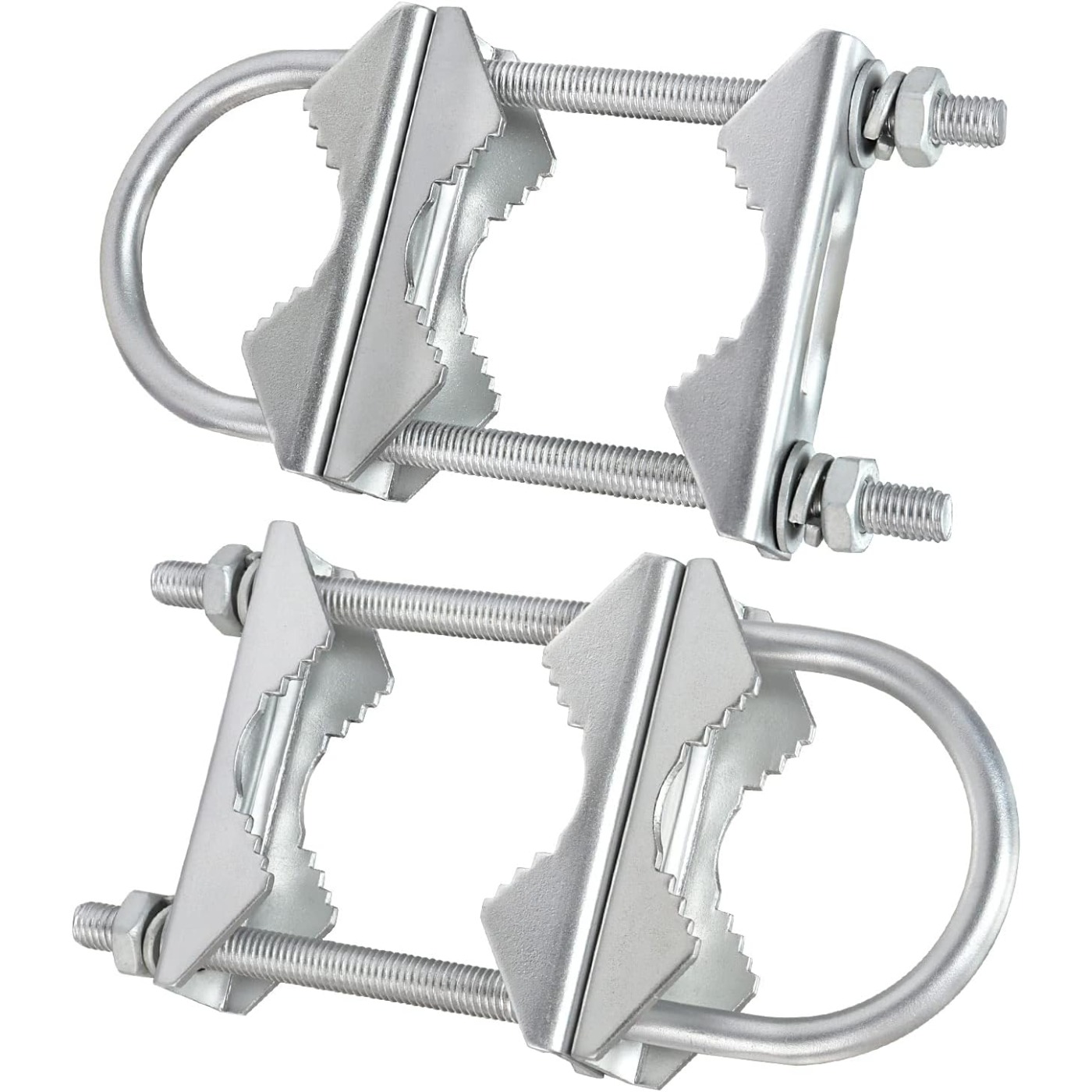 Doppelantennen-Mastklemme, V-Backenblock mit U-Schrauben, robustes Mast-zu-Mast-Montagehalterungsset für Außenantenne, 2 Sets