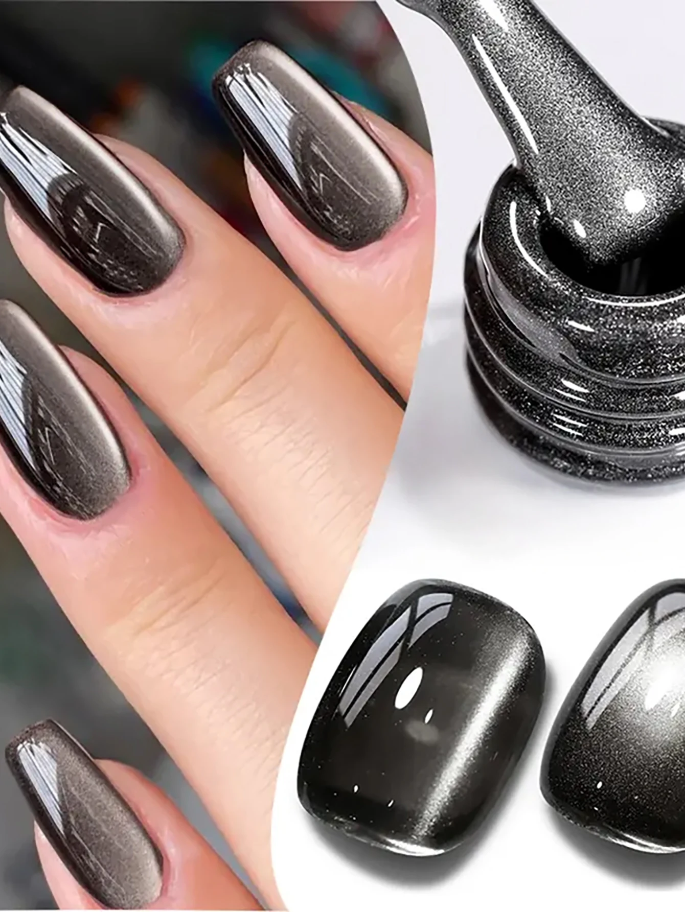 1-24 Uds WS Otoño Invierno uñas Popular negro ojo de gato Gel esmalte de uñas de moda Flash cuentas de vidrio ojo de gato salón de uñas arte de uñas