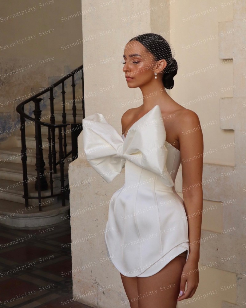 Serendipidty vestido bodycon branco sem alças, cetim fosco, laço grande, vestidos de festa feitos sob encomenda, vestidos de coquetel sempre bonitos, frete grátis