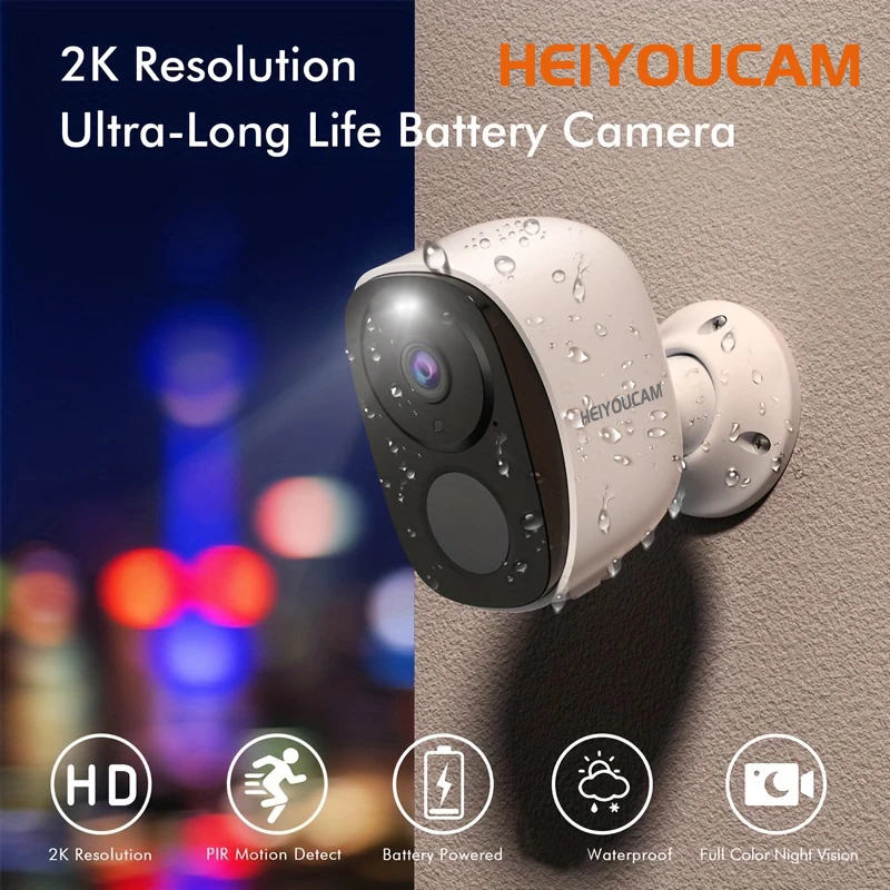 セキュリティカメラ ワイヤレス 屋外 2K 3MP バッテリー駆動 WiFi セキュリティカメラ スポットライトサイレン付き 双方向オーディオ 防水