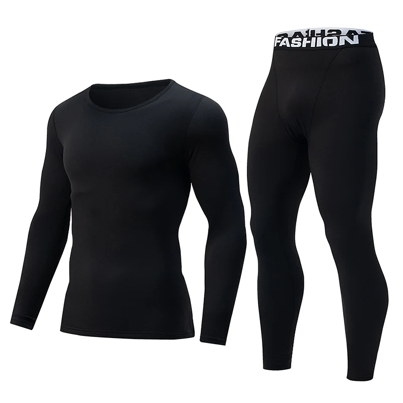 2-częściowy jesienno-zimowy modny zestaw bazowy w jednolitym kolorze Slim Fit Sport Fitness Spodnie z długim rękawem Ciepły zestaw bielizny