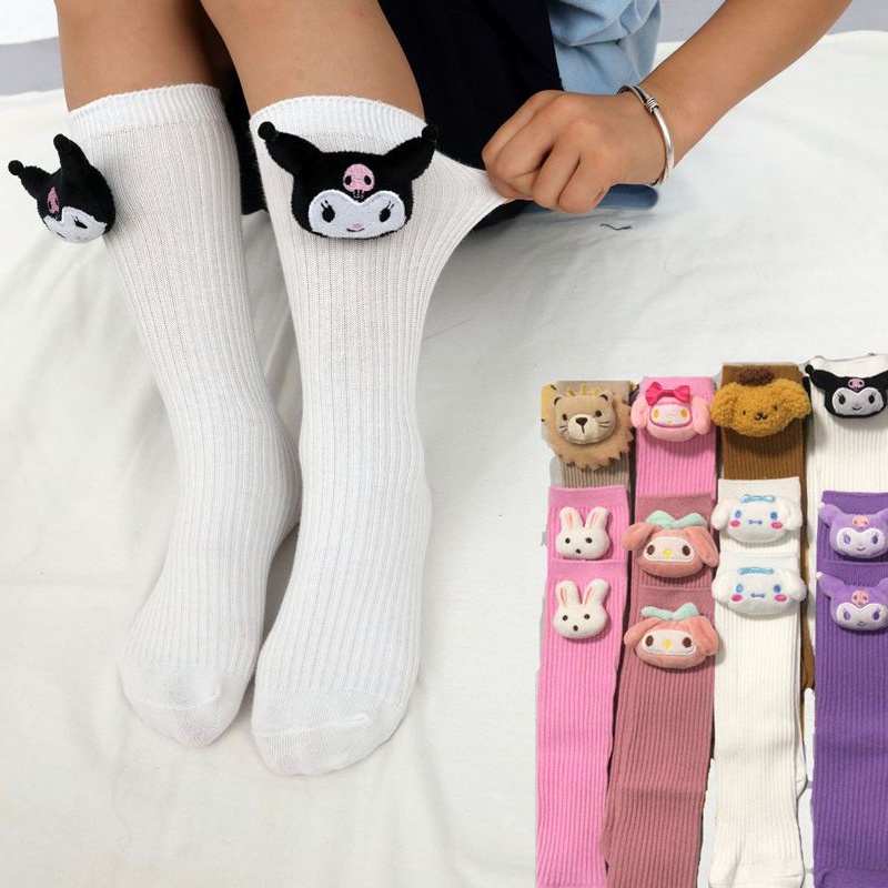 Calzini lunghi al ginocchio Lolita stile college Jk per ragazze carine per bambini Anime Kuromi Melody Cinnamorol Calzini alti al ginocchio