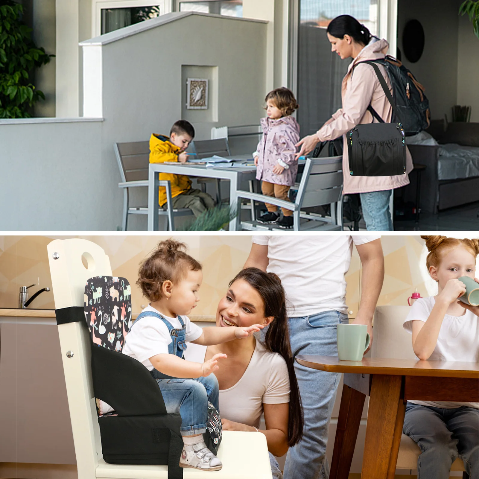 Almofada do assento para crianças e bebês, Cadeira portátil para mesa de jantar, mesa de jantar infantil