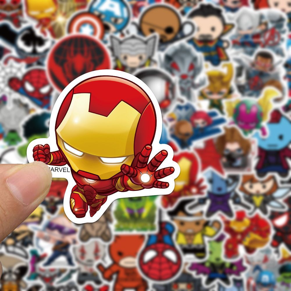 50PCS Marvel The Avengers Anime Cartoon Sticker DIY Motorhelm Skateboard Laptop Fiets Auto Waterdichte Stickers Decals