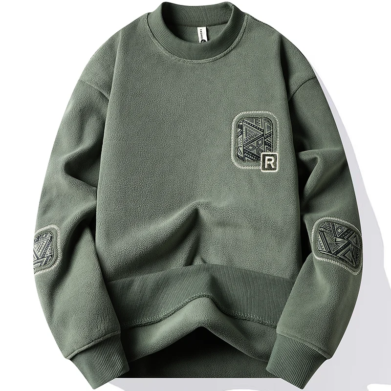Herrenmode Dicker Kapuzenpullover Stickerei Pullover Fleece Gefüttert Herren Winterkleidung Elegante Luxusmarke Weiß Grün Pullover