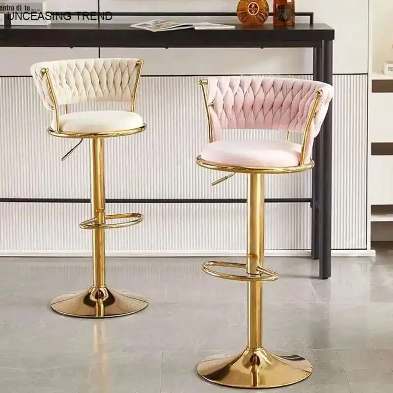 Silla de barra giratoria, reposapiés, muebles nórdicos, silla de bar ergonómica con respaldo de terciopelo, muebles para el hogar Salle Manger