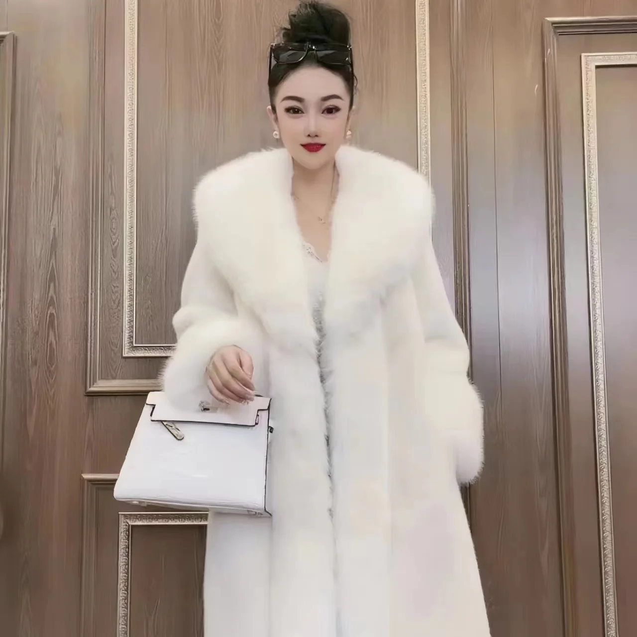 ยาวเสื้อขนสัตว์Fauxสําหรับผู้หญิง,Turn-Down Collar,หลวมThicken Warm Teddy Jacket,คุณภาพสูง,เสื้อผ้าหญิง,ใหม่,ฤดูหนาว