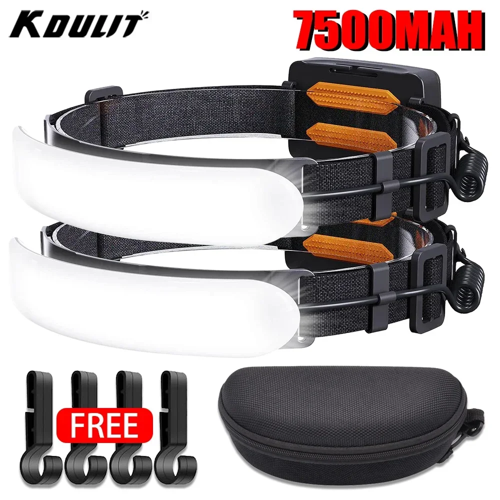 KDULIT 7500Mah potente linterna frontal LED COB linterna de cabeza recargable luz de Camping linterna de cabeza Led para linterna de pesca