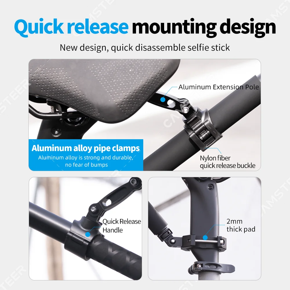 Camsteer Bicycle Backseat Mount 3rd Person View GoPro 13 12 Camera Brackets for Insta360 X5 X4 AcePro DJI Osmo360 Action 5Pro 4