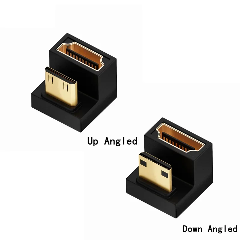 Convertidor L en forma de U en ángulo de 360 grados, Mini HDMI macho a HDMI, extensión hembra de 2,1 V, adaptador 4K 5K 3D UHD 8K 60Hz