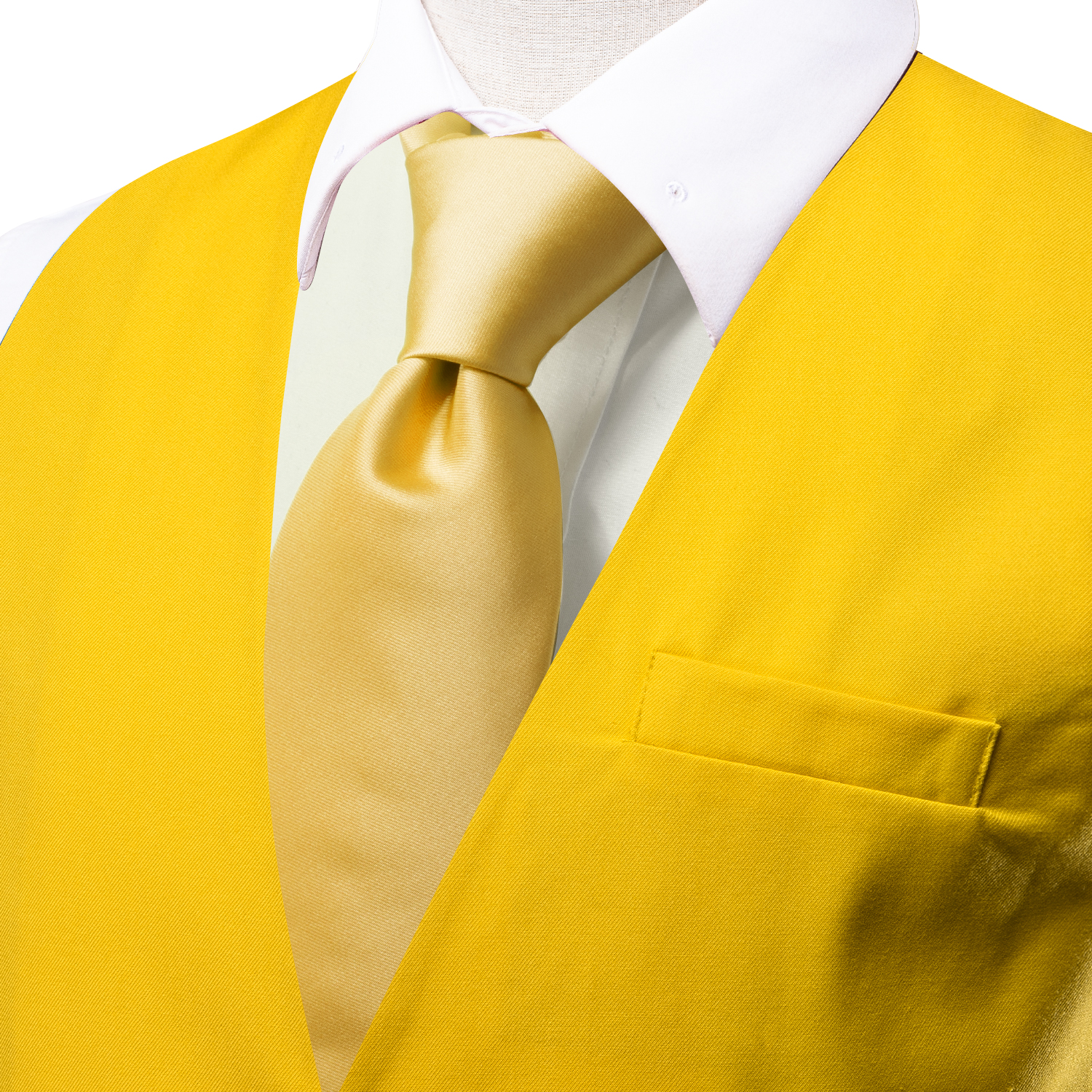 เสื้อกั๊กผู้ชายสีเหลืองอ่อนใหม่เสื้อกั๊กสำหรับงานแต่งงานเสื้อกั๊กผ้าไหมสีทึบชุดกระดุมข้อมือผ้าเช็ดหน้า Dasi สำหรับชุดสูทผู้ชายของขวัญดีไซน์เนอร์งานปาร์ตี้ทางธุรกิจ