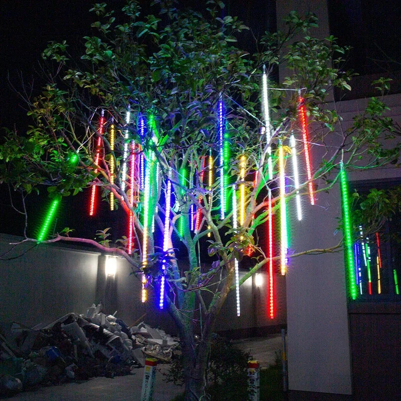 1/2/3/4 Set Outdoor LED Meteor Shower Lights Falling Rain Drop Fairy String Light for New Year Christmas Party Garden Decoration