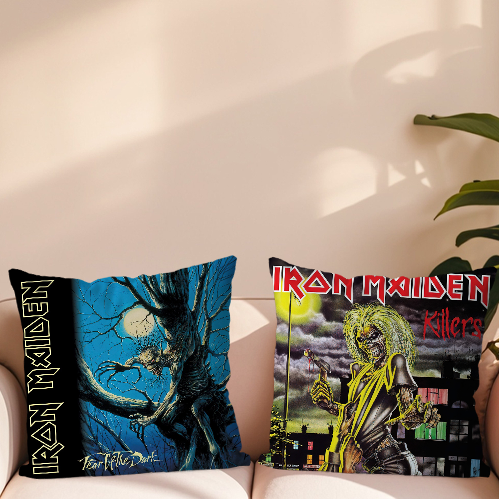 I-Iron Maidens Heavy Rock Band Pillow Case Living Room Accent Couch Back Support Square Lounge Restful Nap Companion ﻿