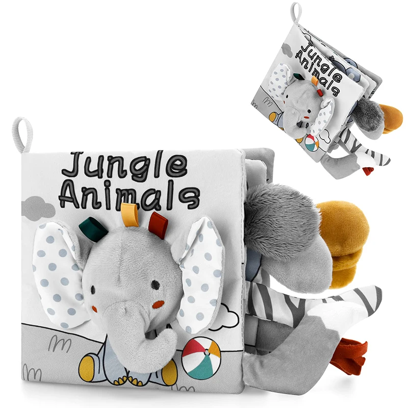 Libri morbidi per bambini 3D Touch Feel Libro in stoffa ad alto contrasto Passeggino sensoriale per l'apprendimento precoce Giocattoli per regali per neonati 0-12 mesi