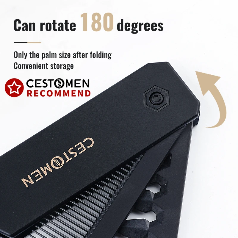 CESTOMEN Multifuncional แบบพกพาพลาสติกพับกระเป๋าหวีตัดผมผู้ชายหัวน้ํามันเคราหวีผมจัดแต่งทรงผมฟันกว้างหวี