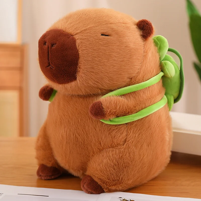 Schattig Volledig Gevuld Capibara Pluche Dier Met Schildpad Rugzak Speelgoed Voor Baby Sustase Slaapkussen Kerst Leuk Cadeau