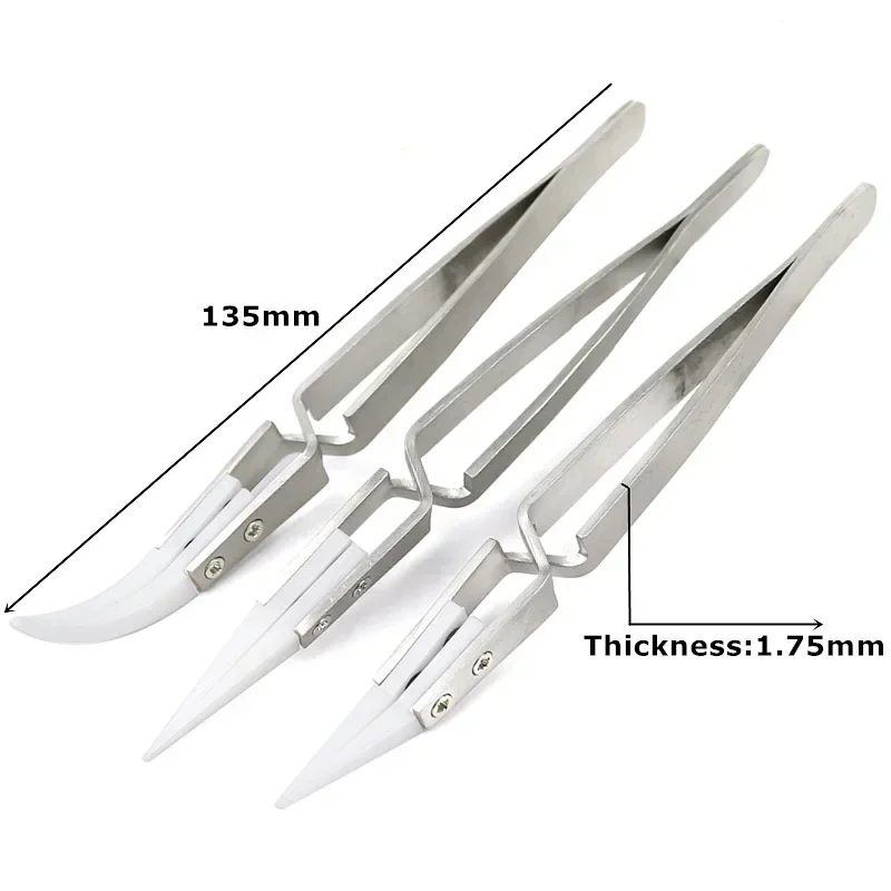 1-3pcs Ceramic Tip Labor-saving Electronic Soldering Tweezers, Anti-Static Reverse Acid Resistant Precision Chuck Tweezers 2025