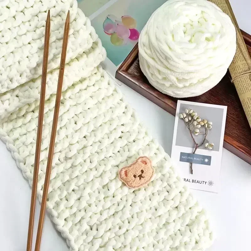 100g/ball Chenille ถักเส้นด้าย Soft Ice Strip Line เส้นด้ายฝ้าย DIY เส้นด้ายขนสัตว์สําหรับถักมือผ้าพันคอขนสัตว์หนาขายส่ง