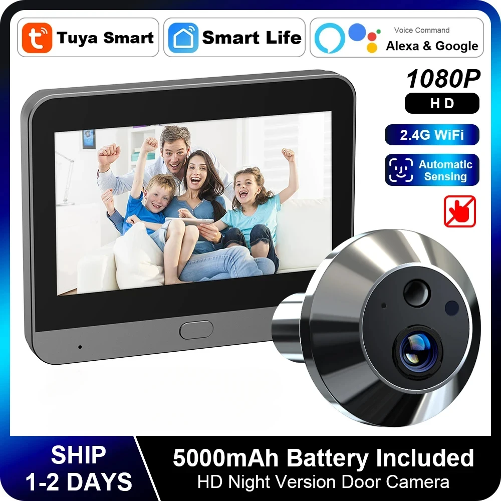 Smart Tuya 1080P 2,4G WiFi Magische Tür Kamera Automatische Sensing Tür Auge Kamera Digitale Tür Viewer Drahtlose Türklingel zu Hause
