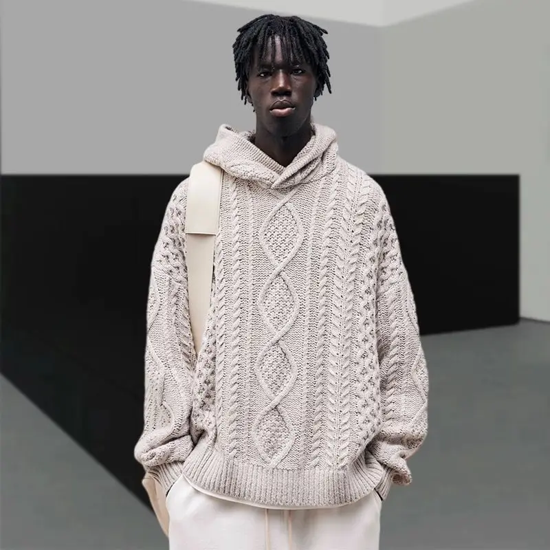 Straße Harajuku Casual Hoodie Twist Gestrickte Pullover Männer Herbst und Winter Neue Männer Frauen Hip Hop Lange Ärmeln Pullover Kleidung