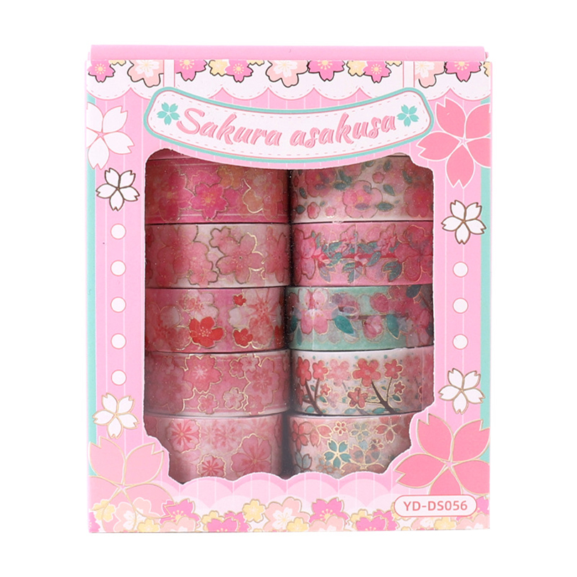12Pcs 사쿠라 Washi 테이프 스크랩북 용품 마스킹 테이프 Cinta Adhesiva Decorativa 학교 용품 일기 장식 Washitape