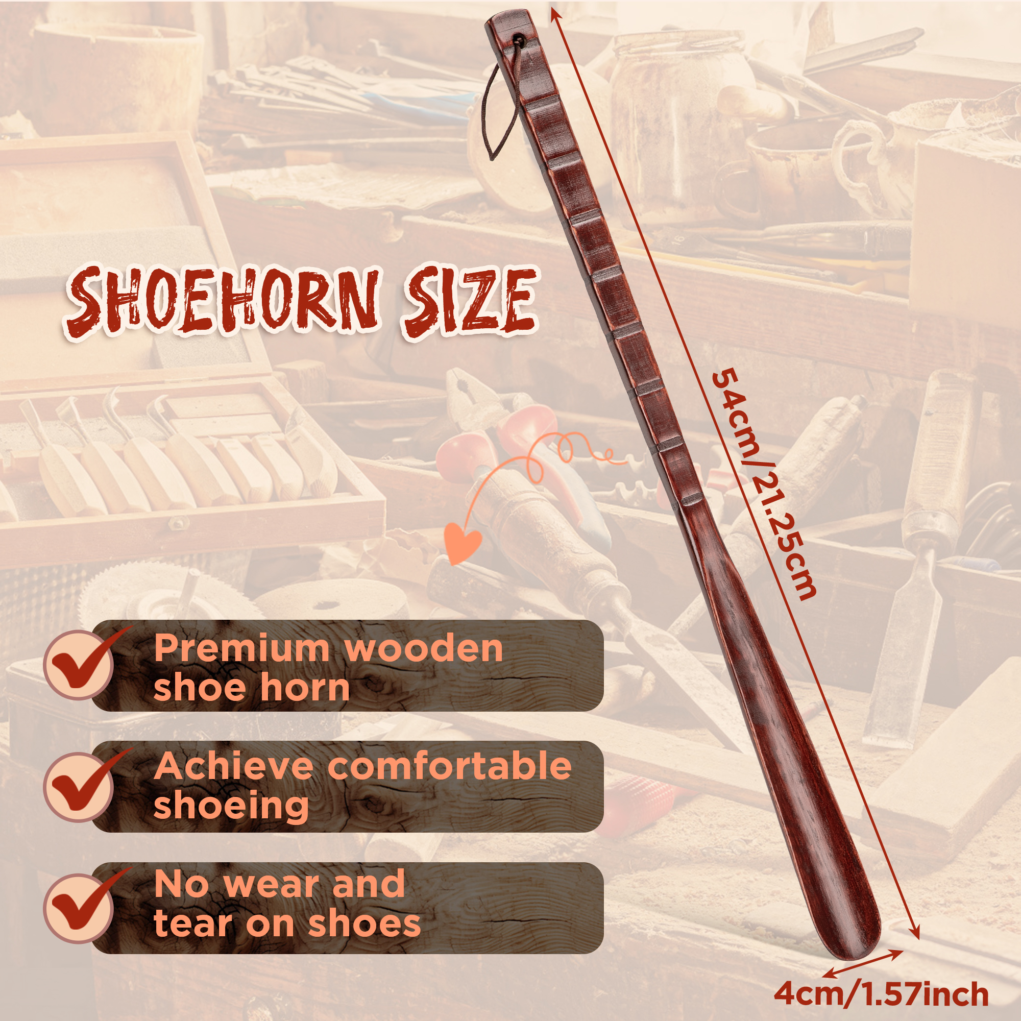 Calzador de madera profesional duradero de 54CM, calzador Flexible de mango largo, elevador de zapatos útil para personas mayores, cuchara para zapatos, herramientas para el hogar