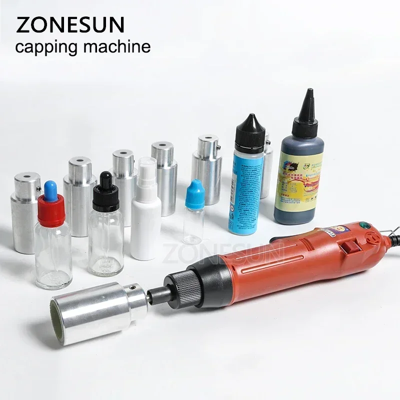 ZONESUN Di Động Cầm Tay Điện Bình Đóng Nắp Máy Tự Động Với An Ninh Vòng Nhựa Capper Gắn Mũ Dụng Cụ