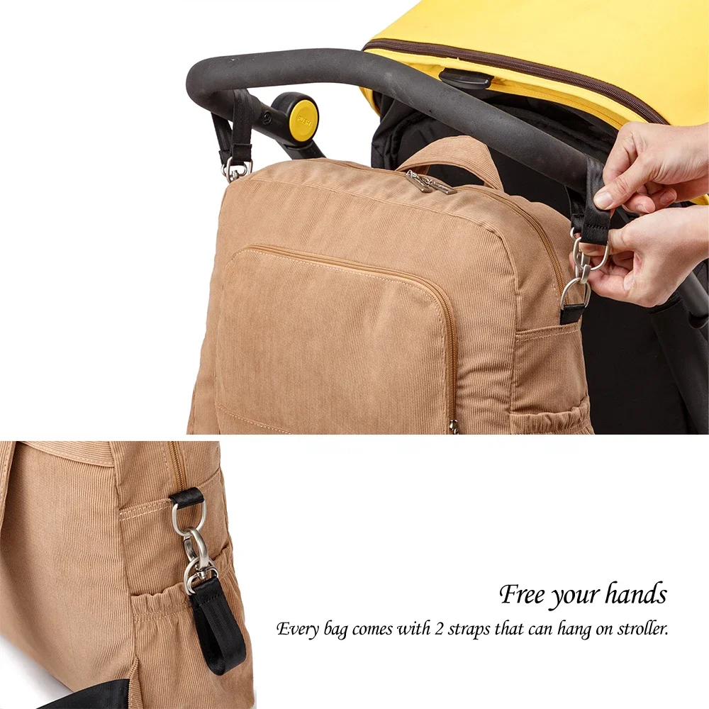 Soboba-Large Capacity Fralda Mochila para a mãe, Tecido macio veludo, Design conveniente