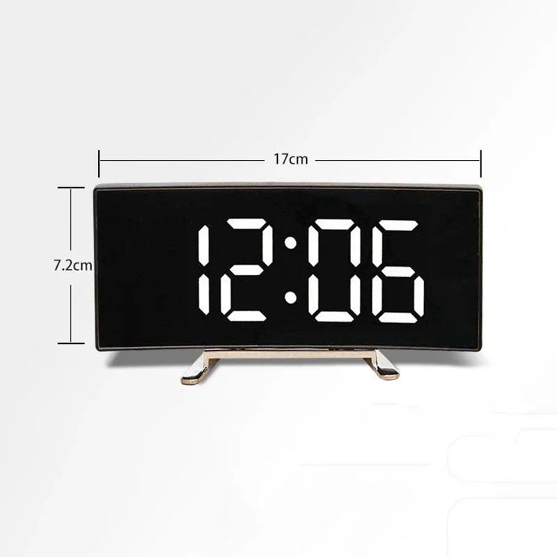 LED gebogener Bildschirm leuchtende elektronische Uhr Spiegeluhr Wohnzimmer großer Bildschirm Wecker Heimdekoration