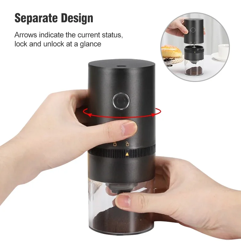 Macinacaffè TIPO C Carica USB Macinino professionale in ceramica Macinacaffè per chicchi di caffè Nuovo aggiornamento Elettrico portatile