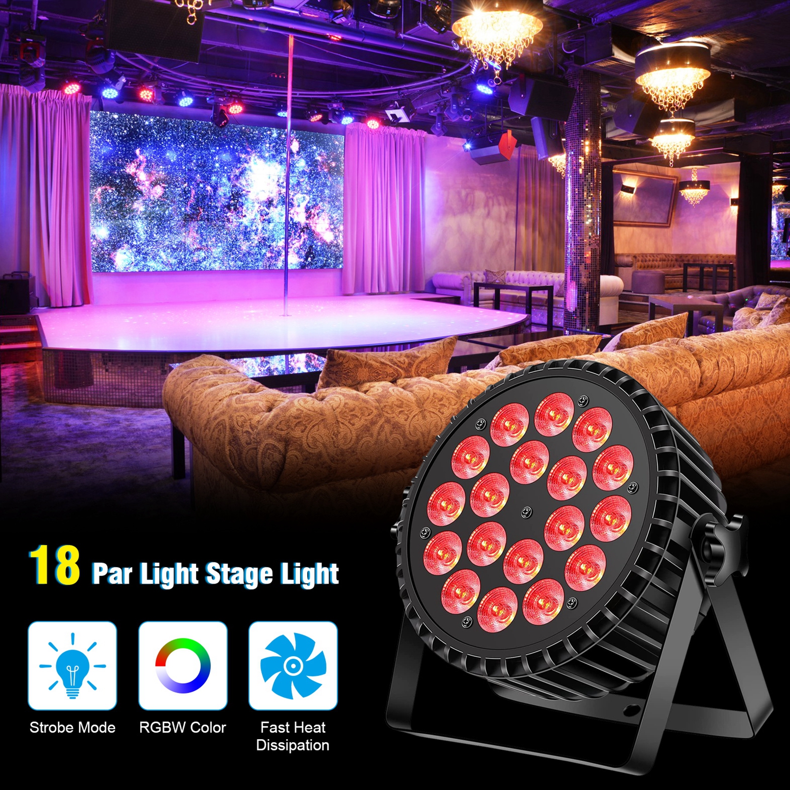 Fieryzeal 200 W 2 STÜCK RGBW LED 4 In 1 Mix Effekt Par Unendliches Licht DMX Bühnenlicht Mischen und Regenbogeneffekt DJ-Licht