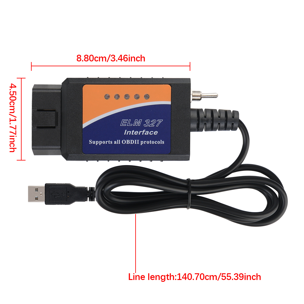 ELM327 USB v1.5 Cable de diagnóstico de coche obd2 SCANNER FORscan admite la mayoría de los protocolos OBDII HS-CAN y MS-CAN Chip PIC18F25K80