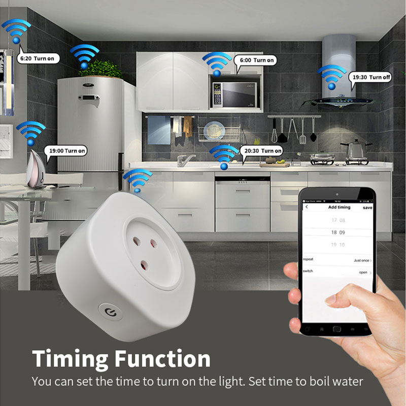 Enchufe inteligente inalámbrico para el hogar, toma de corriente con Wifi, funciona con Alexa, asistente de Google Home, Tuya, Smart Life, Israel, Italia, 16a