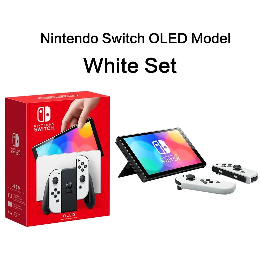 Console de jeu vidéo OLED Nintendo Switch avec Joy Con écran OLED de 7 pouces TV de table Mode portable 64 Go Ensemble blanc et bleu rouge