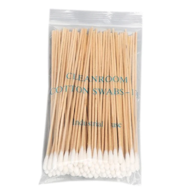 Bastoncillos de algodón con mango de madera de 6 pulgadas, aplicador de palos estériles de limpieza de un solo cabezal, 100/200 uds, envío directo