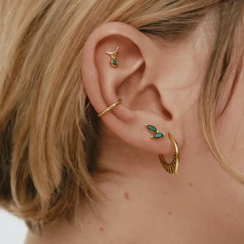 925 Sterling anting-anting kancing liontin persegi tetesan air jarum perak untuk wanita anting-anting emas kristal hitam/merah muda/ungu perhiasan
