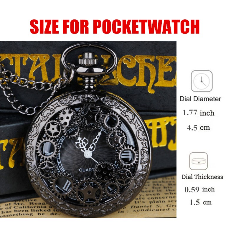 Relógio de bolso de quartzo com design de engrenagem vazada vintage com colar presente perfeito moda para homens e mulheres relógios requintados