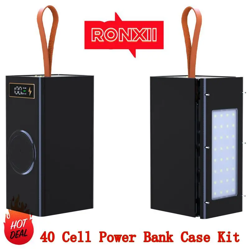 Kit de caja para banco de energía de 40 celdas, caja de batería 18650 de carga rápida, luz de Camping sin batería