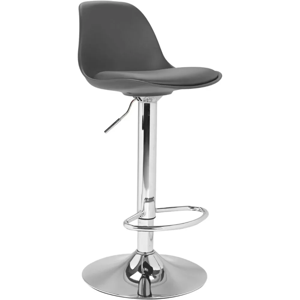 Silla giratoria de barra alta ajustable, asiento nórdico moderno, juego de 2 taburetes de bar gris