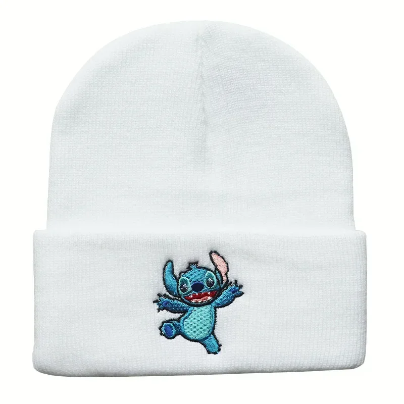 Disney Stitch Skullies การ์ตูนอะนิเมะหมวกหมวกผู้หญิงฤดูใบไม้ร่วงฤดูหนาว Windproof อบอุ่นถักหมวกนักเรียนปักหมวกยืดหยุ่น