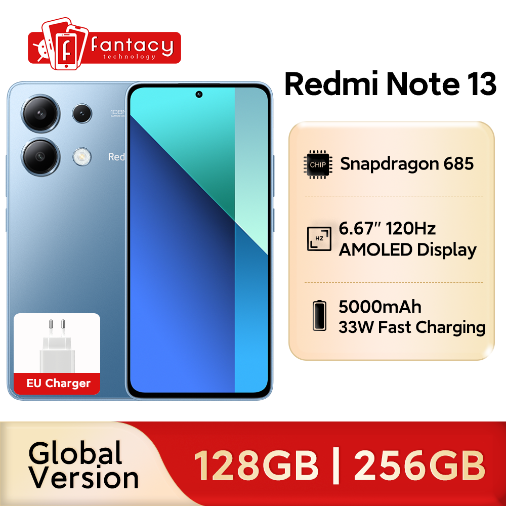 Xiaomi Redmi Note 13 4G Versão Global 5000mAh Snapdragon ®   685 Câmera 108MP 120Hz AMOLED display 33W de carregamento