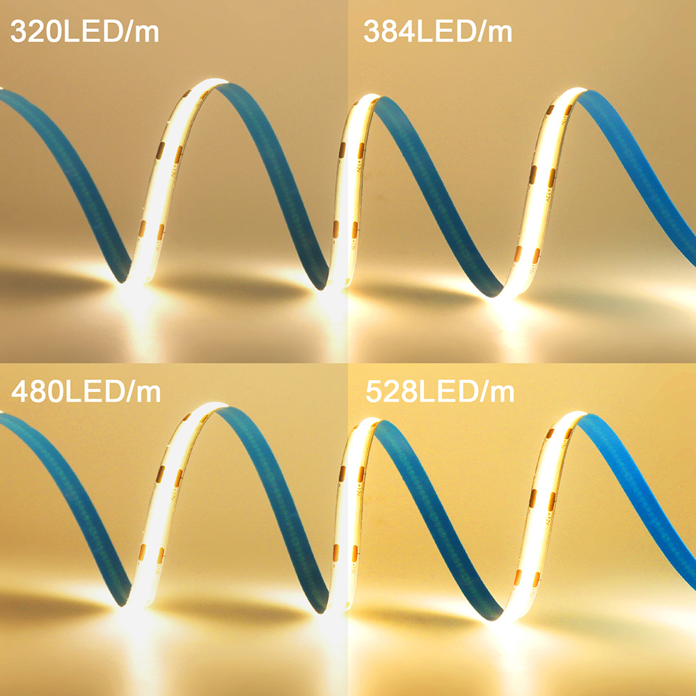 12V 24V COB LED Strip Light 320 480 528 LEDs Flex Tape High Density Linear Lighting Warm Natural White 8mm PCB 0.5m 1m 2m 5m 10m
