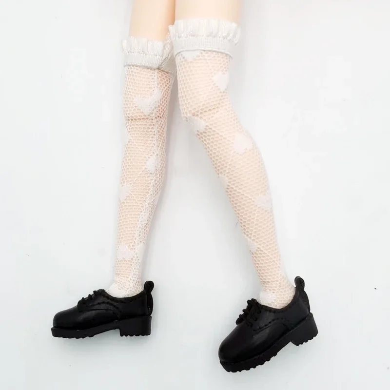 Zapatos de muñeca Blythe, botas, Legging para muñeca Azone Sock OB23 OB24, Media de encaje blanco y negro
