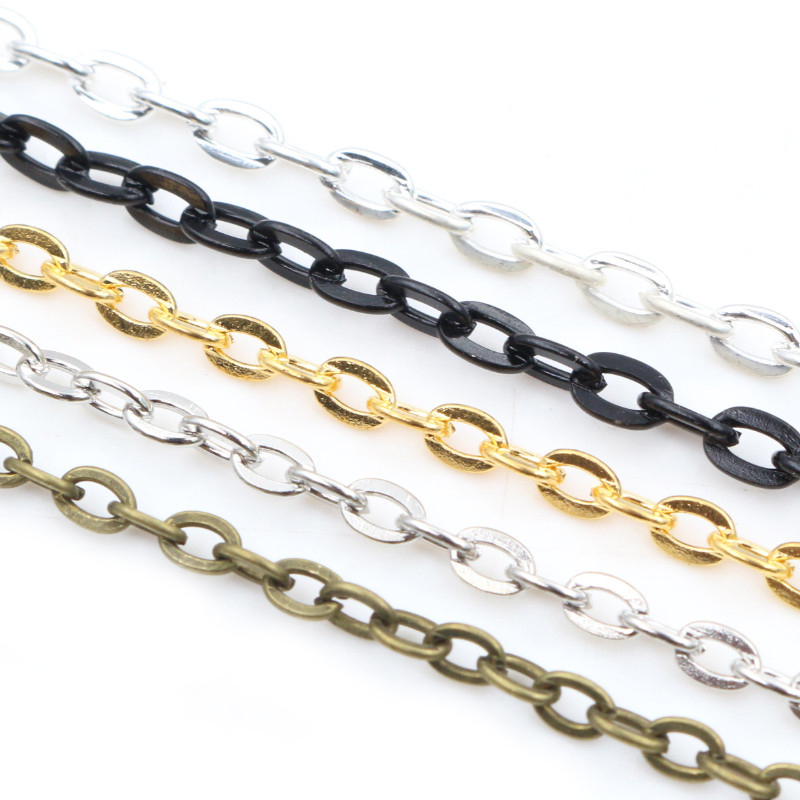 5 Mét/lô 3X2Mm 4X3Mm 5 Màu Sắc Mạ Handmade Unwelded Cáp Sắt Dây Chuyền Vòng Cổ DIY bộ Trang Sức Làm Cho Những Phát Hiện Phụ Kiện