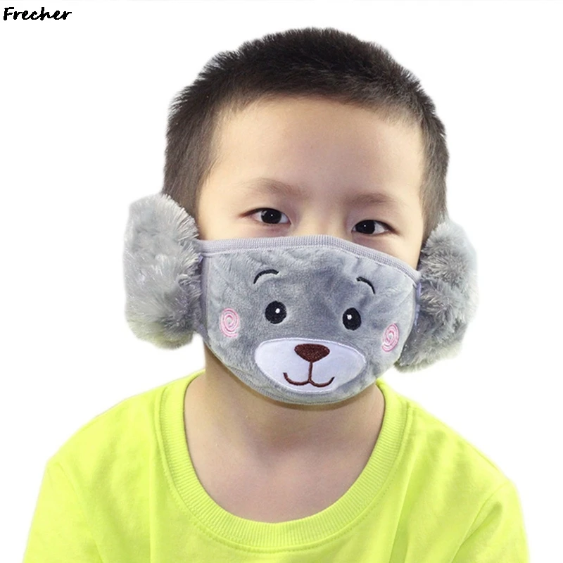 ฤดูหนาวเย็นป้องกัน Earmuffs เด็กปาก WARM Earflaps กลางแจ้ง Fluffy หู Muffs หมวก Plush หูฟัง Face Masks