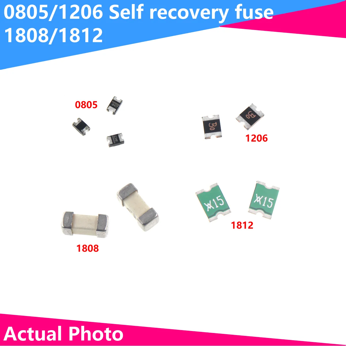 Fusible reiniciable de recuperación automática, 20 piezas, 0805, 1206, 1808, 1812, 0.1A, 0.2A, 0.3A, 0.5A, 0.75A, 1A, 1.1A, 2A, 3A, SMD, PPTC