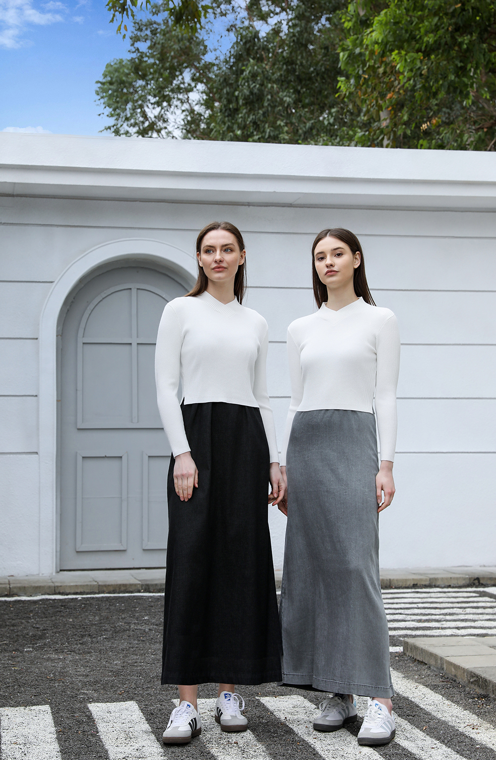 AP SS25 Women Lightweight Denim Wrap Blouse & Slip Dress