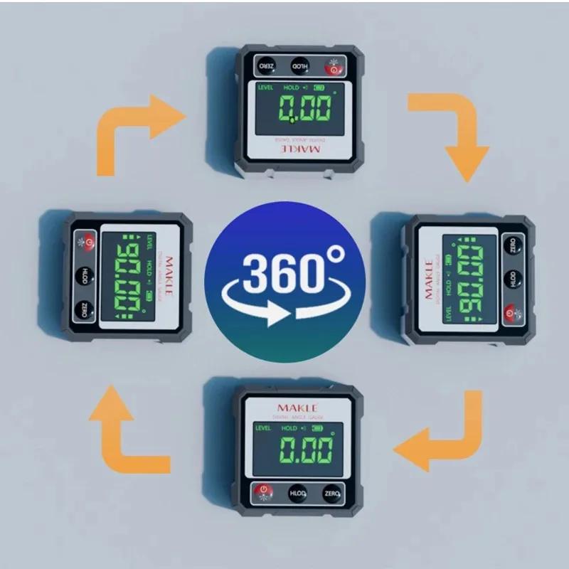 2-side Laser Digital Protractor Inclinometer Laser Level Ruler Inclinometer Magnetic Base Goniometer Magnet Angle Finder