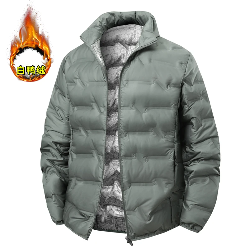 Einfarbige Daunenjacke mittleren Alters für Winterwärme, wattierte Reversstrickjacke, dicke und vielseitige Daunenjacke